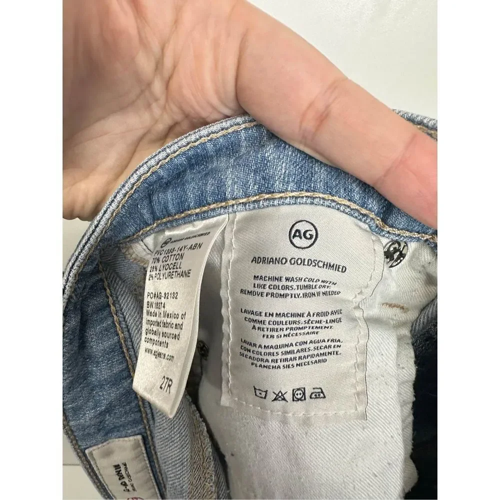 Adriano‎ Goldschmied Cigarette Roll-up Light Wash Distressed Jeans Size 27R